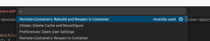Reopening the container using the vscode command line